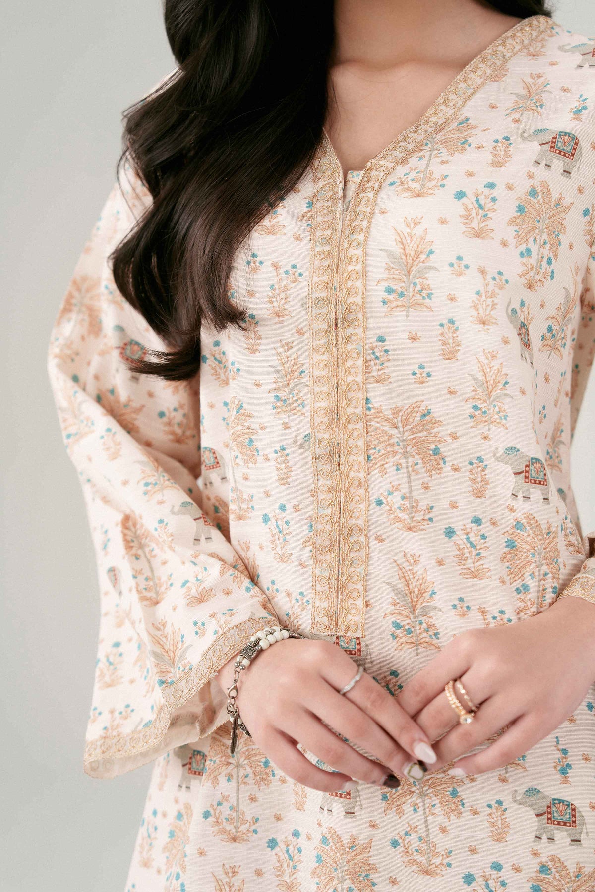 Nishat UK - Cream Embroidered Khaddar 2 Pieces ready to wear Dress