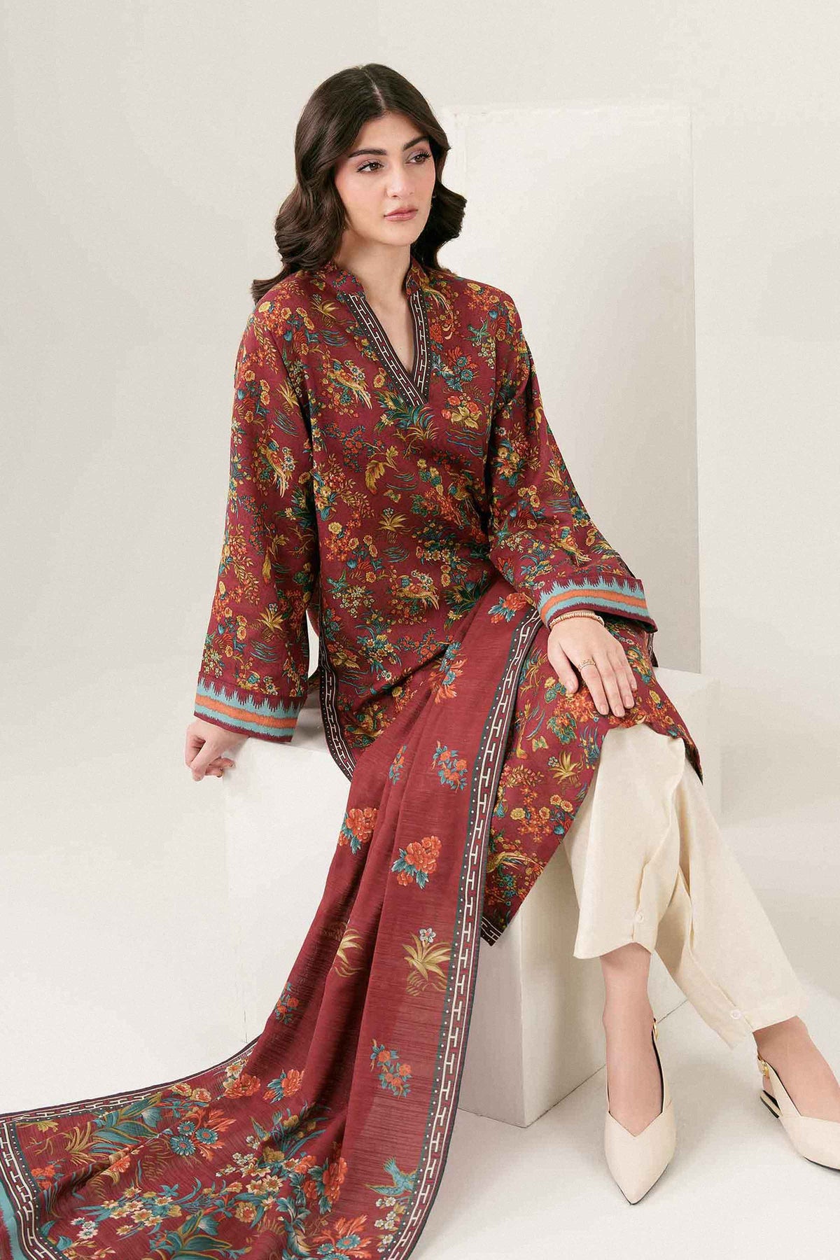 Nishat UK - Brown Printed Khaddar 2 Pieces ready to wear 