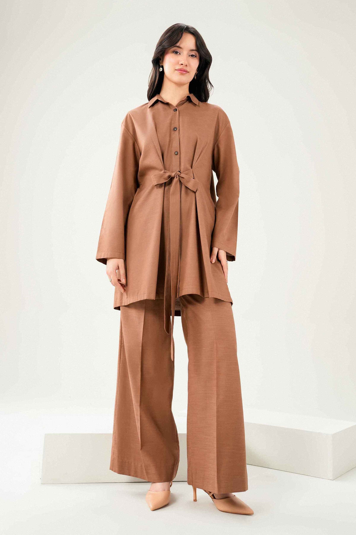 Nishat UK - Brown Solids Yarn Dyed 2 Pieces ready to wear Dress