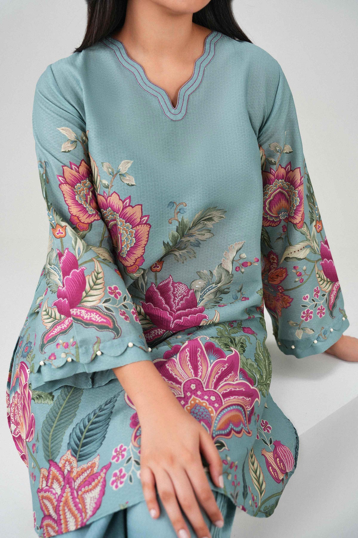 Nishat UK - Blue Printed  Dobby  2 Pieces ready to wear Dress