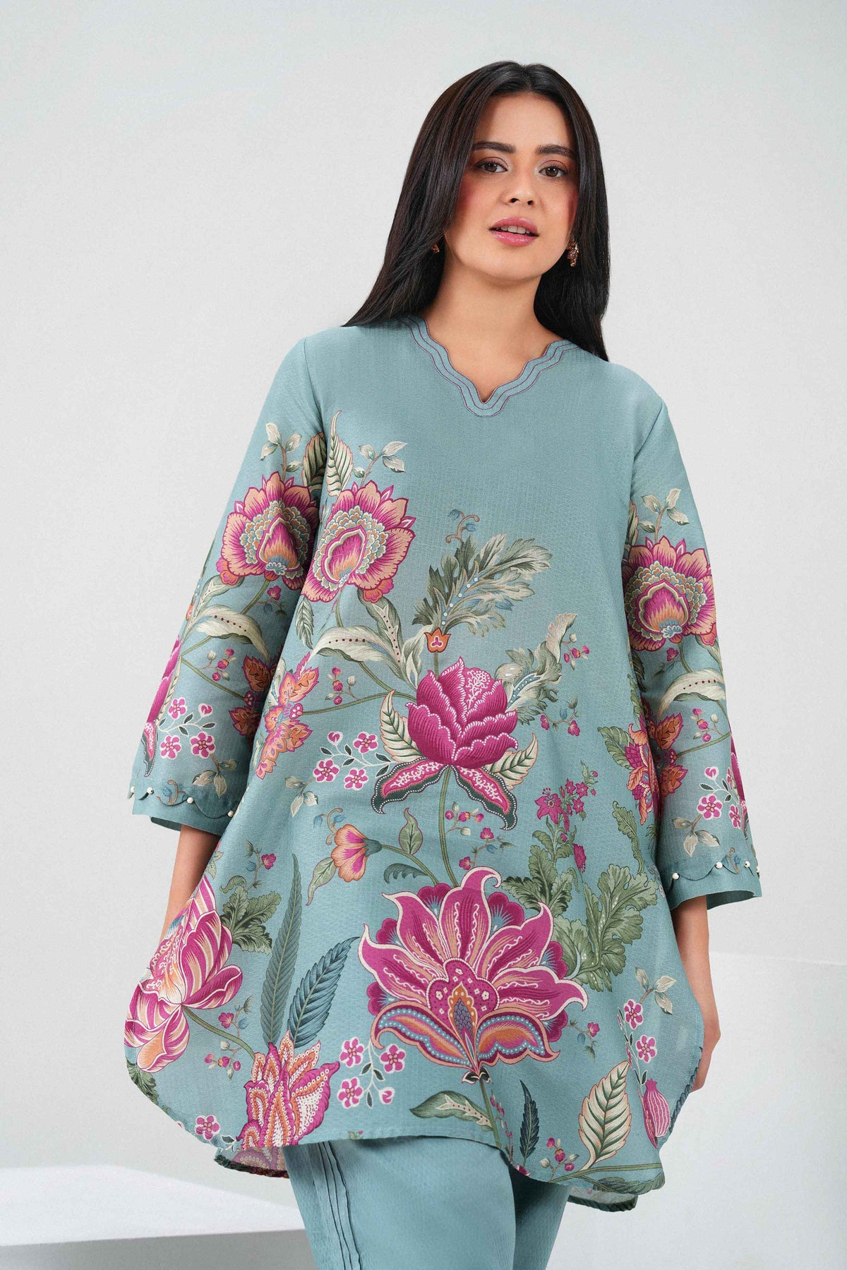 Nishat UK - Blue Printed  Dobby  2 Pieces ready to wear Dress