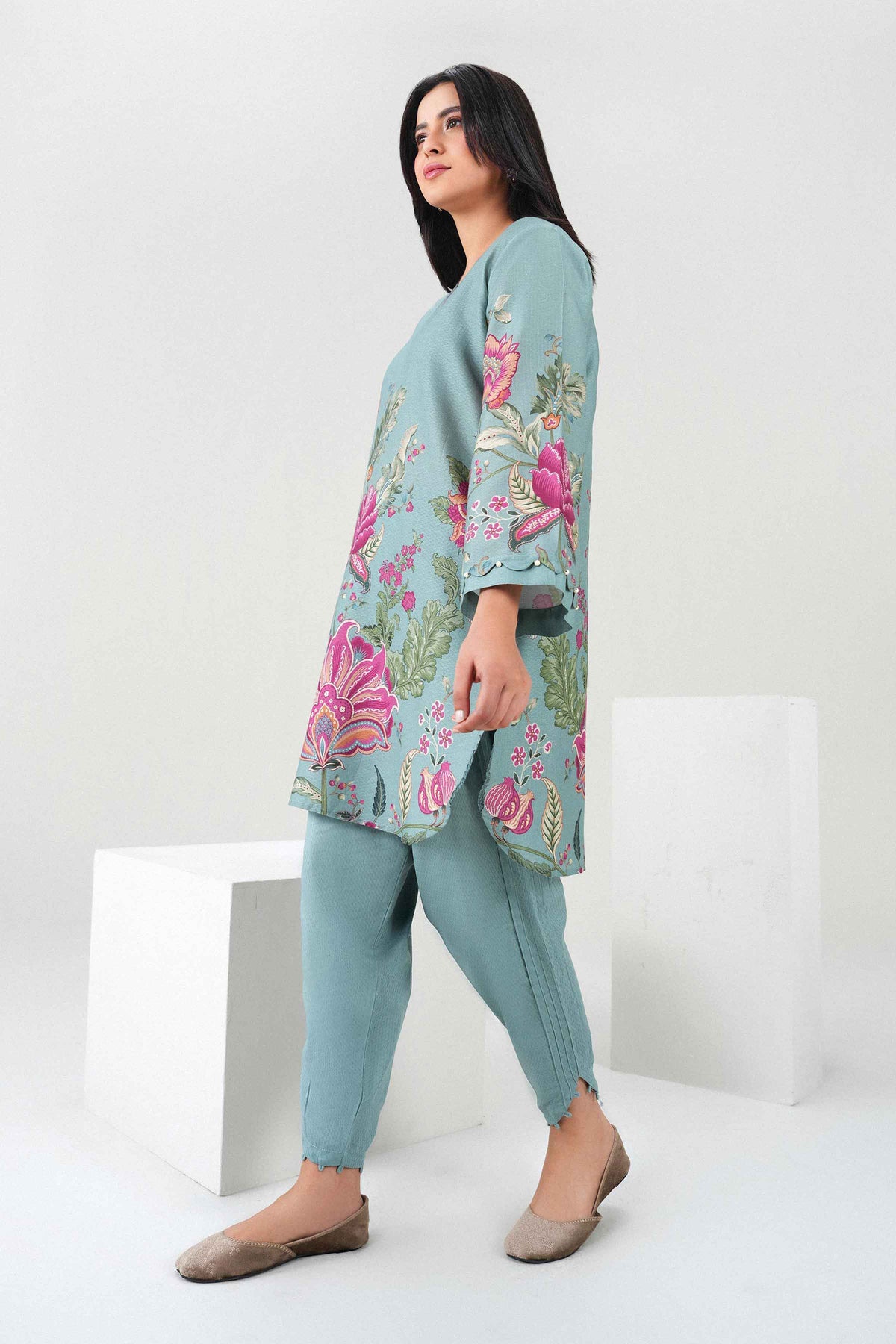 Nishat UK - Blue Printed  Dobby  2 Pieces ready to wear Dress