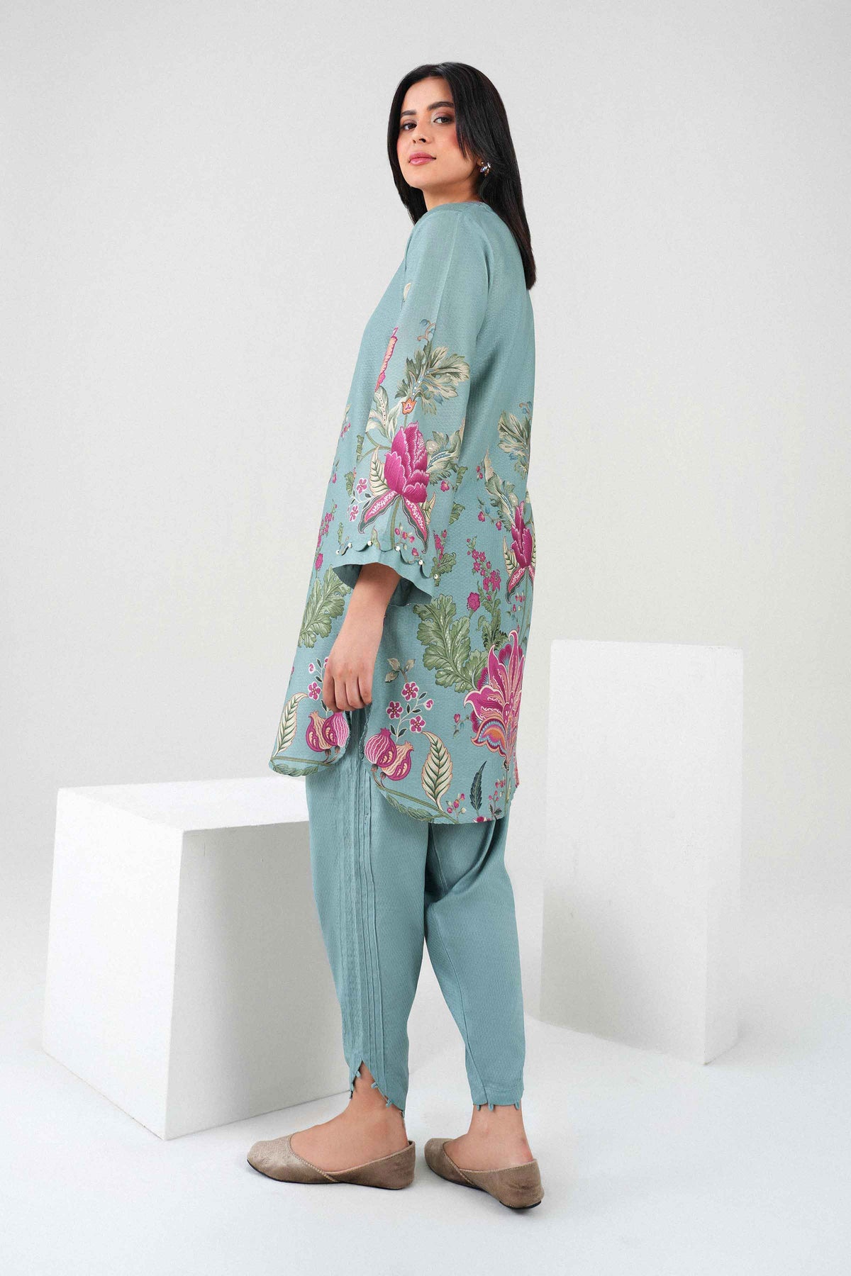 Nishat UK - Blue Printed  Dobby  2 Pieces ready to wear Dress
