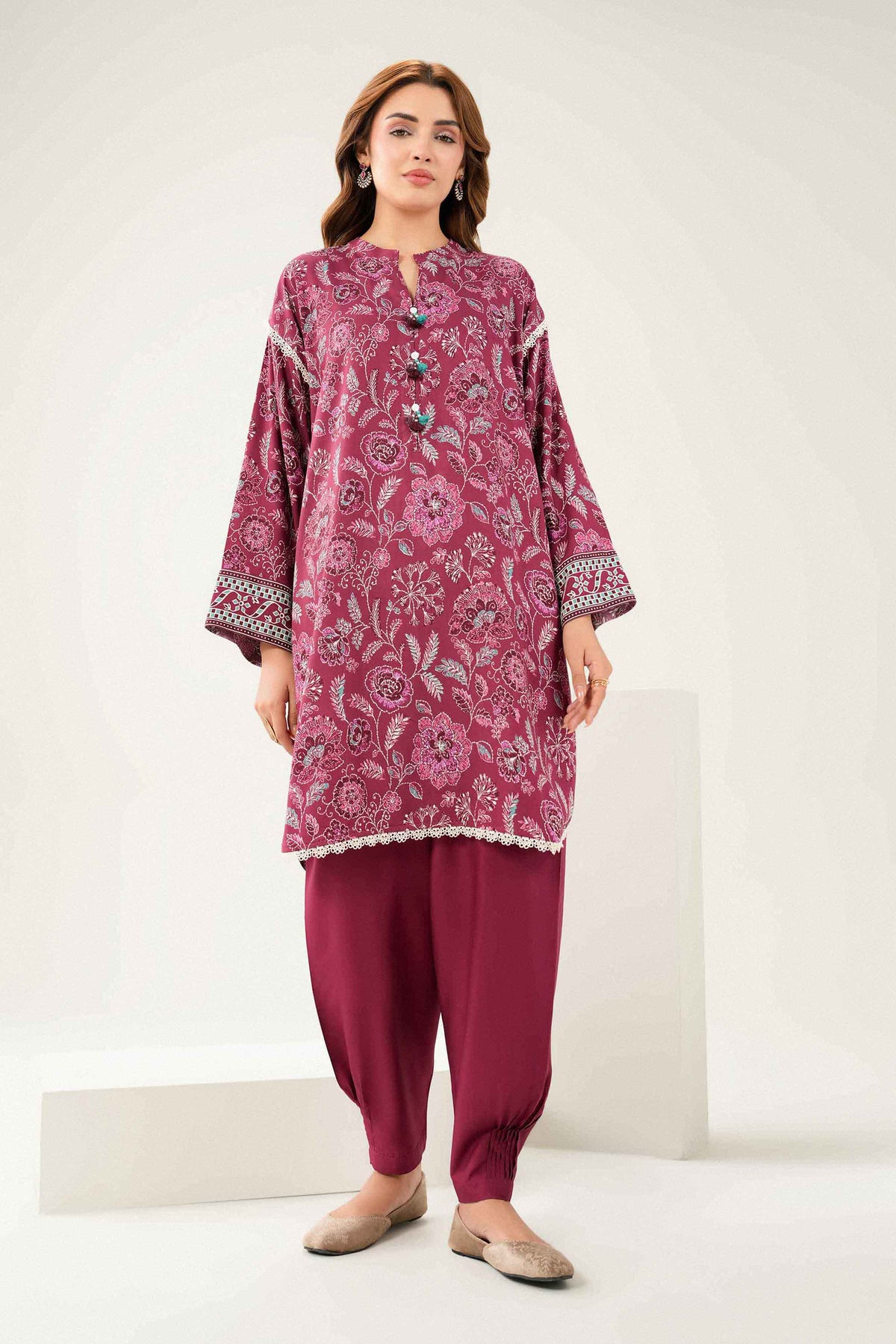 Nishat UK - Red Printed Linen 2 Pieces ready to wear Dress