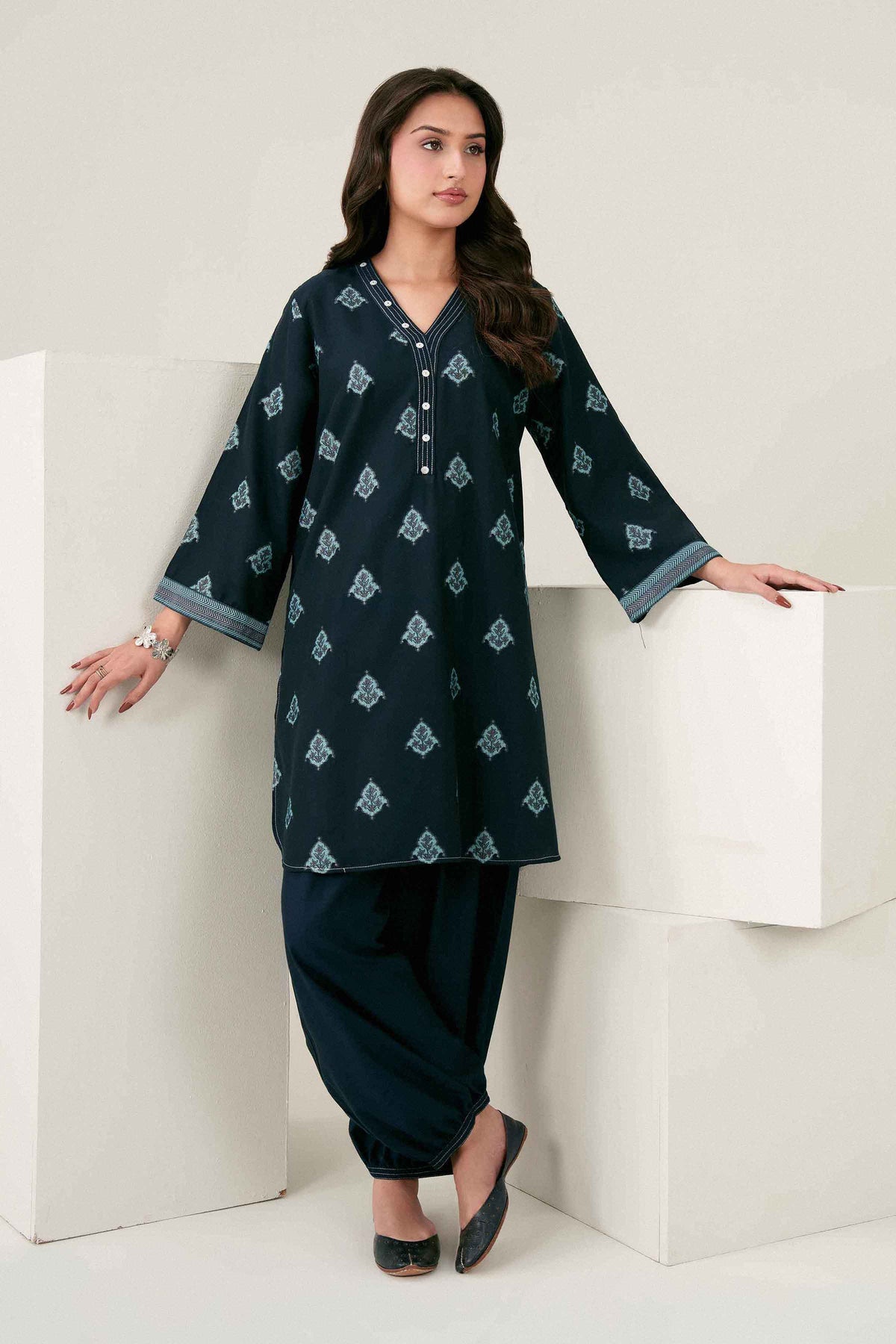 Nishat UK - Blue Printed Jacquard 2 Pieces ready to wear 