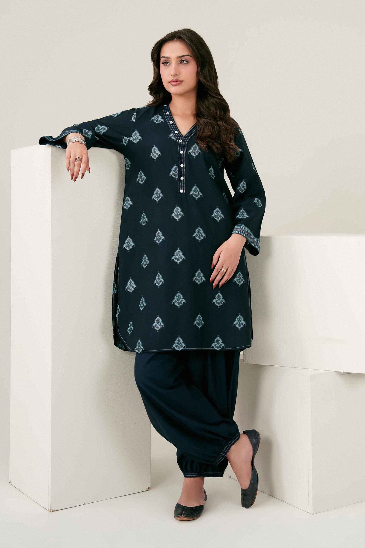Nishat UK - Blue Printed Jacquard 2 Pieces ready to wear 