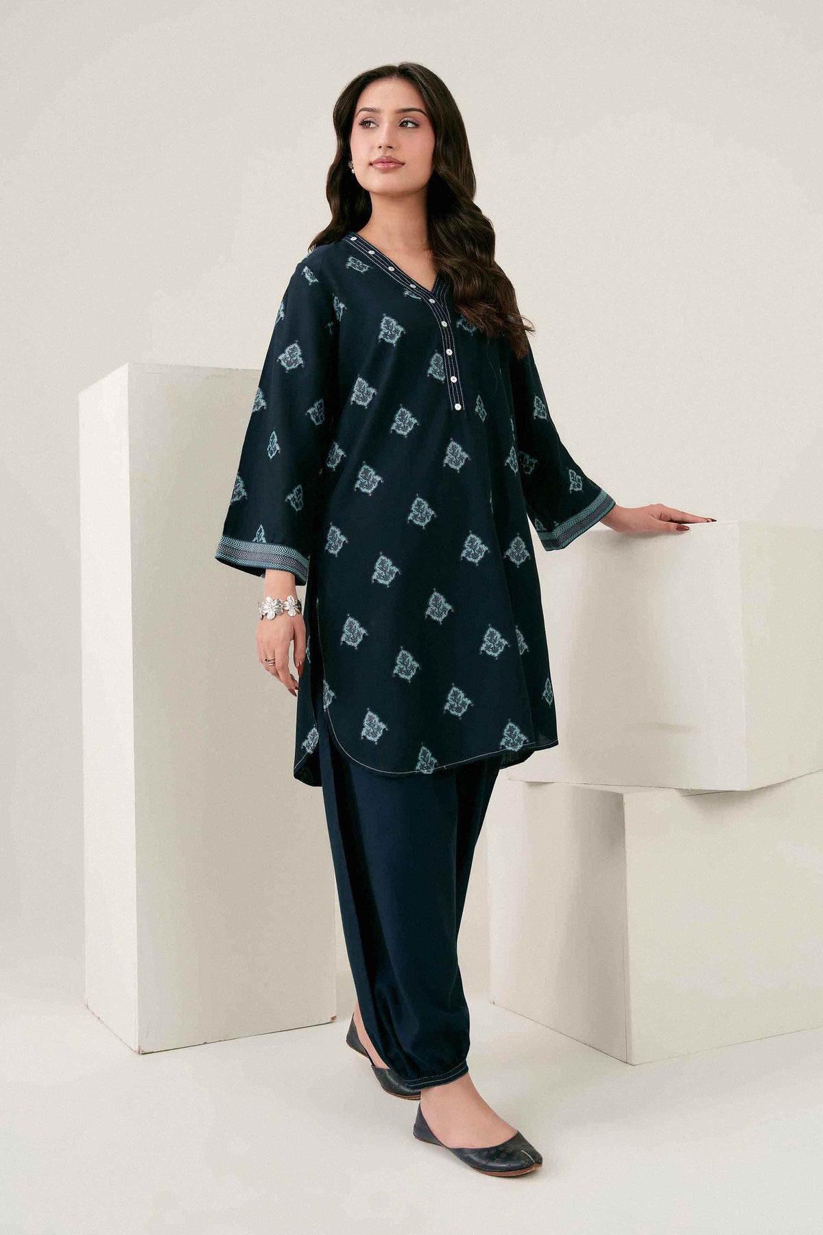Nishat UK - Blue Printed Jacquard 2 Pieces ready to wear 