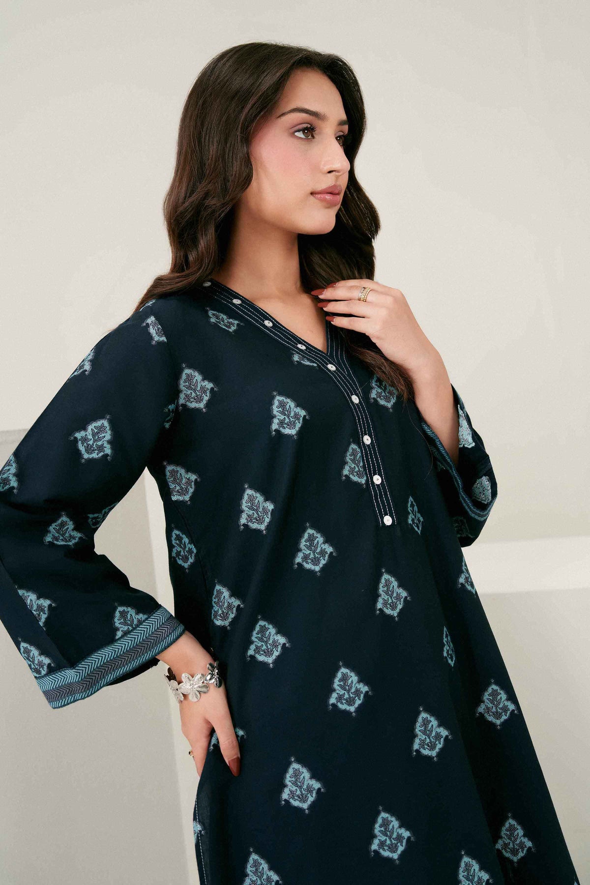 Nishat UK - Blue Printed Jacquard 2 Pieces ready to wear 