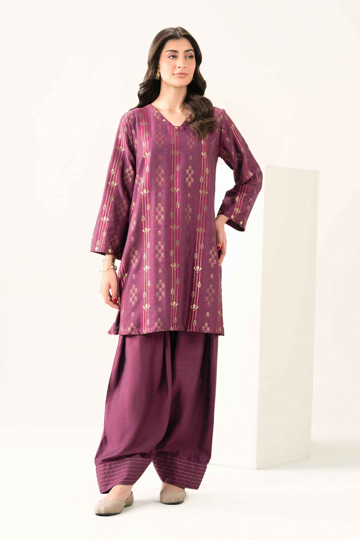 Nishat UK - Red Printed Yarn Dyed 2 Pieces ready to wear Dress