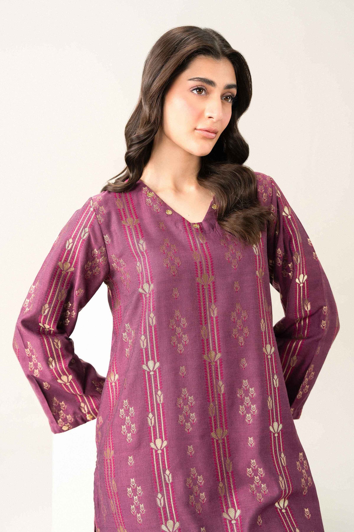 Nishat UK - Red Printed Yarn Dyed 2 Pieces ready to wear Dress