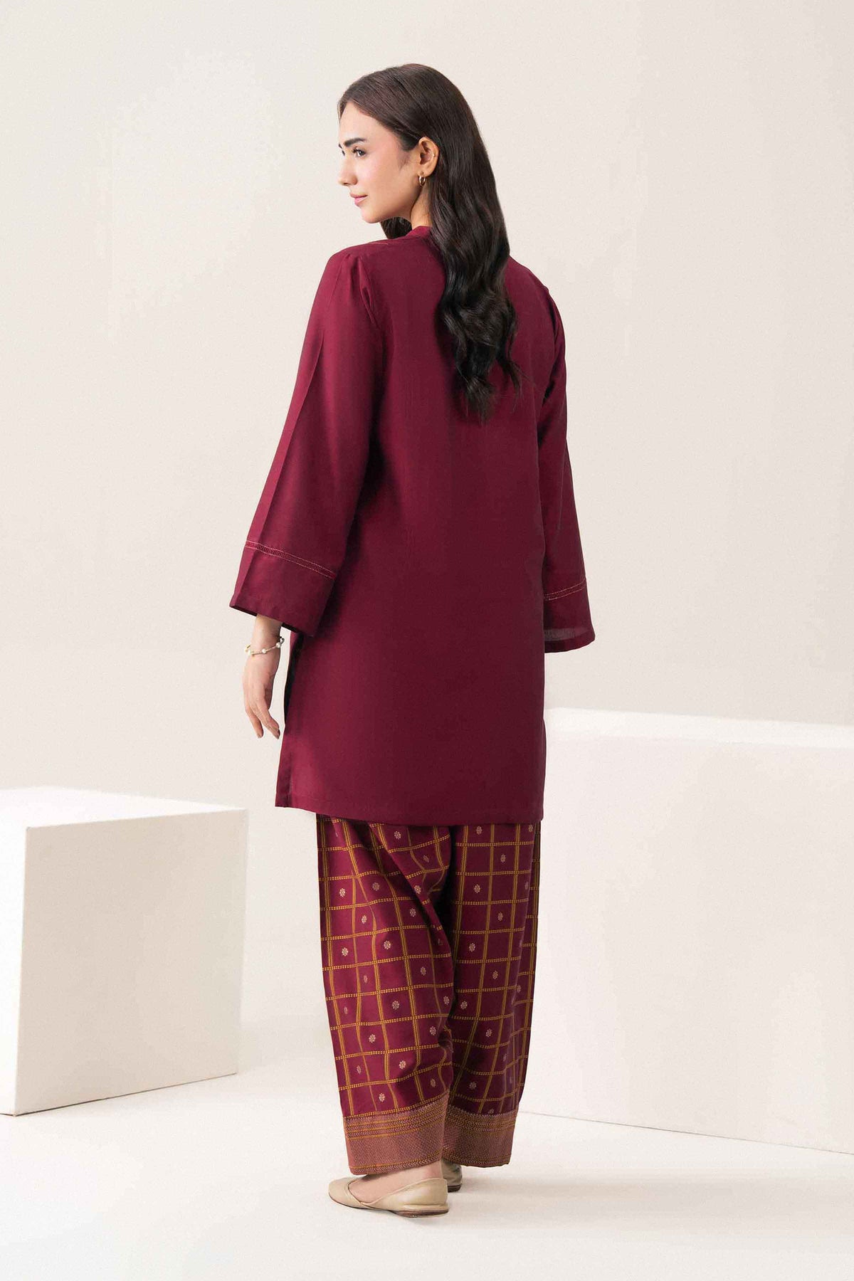 Nishat UK - Red Solids Jacquard 2 Pieces ready to wear Dress
