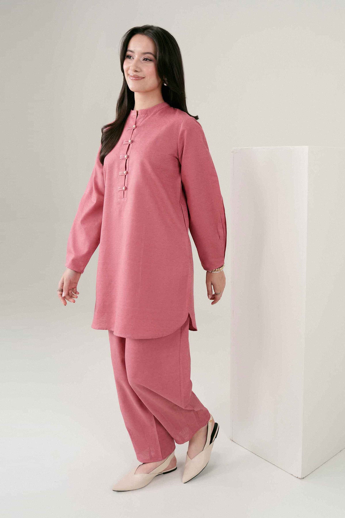 Nishat UK - Pink Solids Jacquard 2 Pieces ready to wear Dress