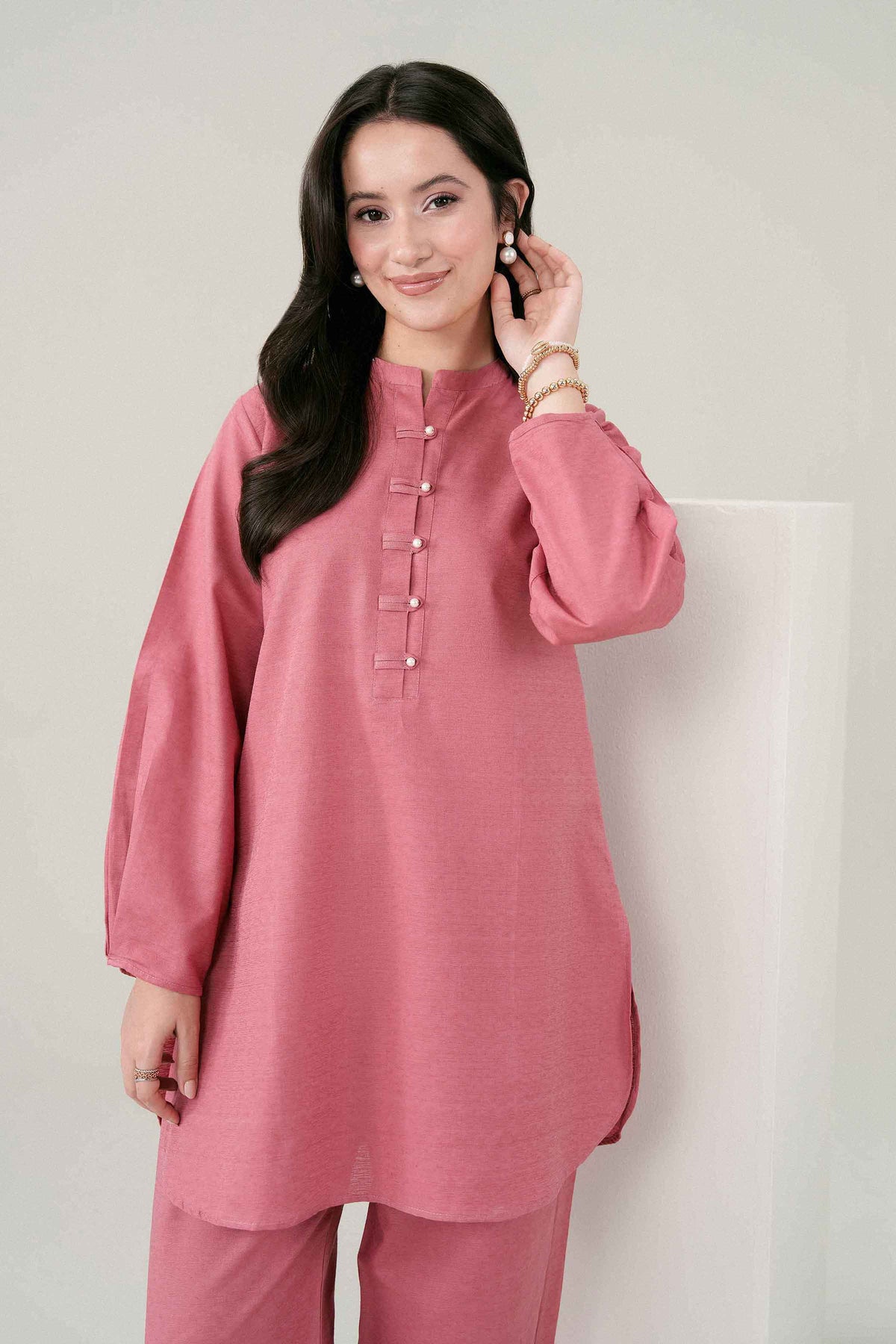 Nishat UK - Pink Solids Jacquard 2 Pieces ready to wear Dress