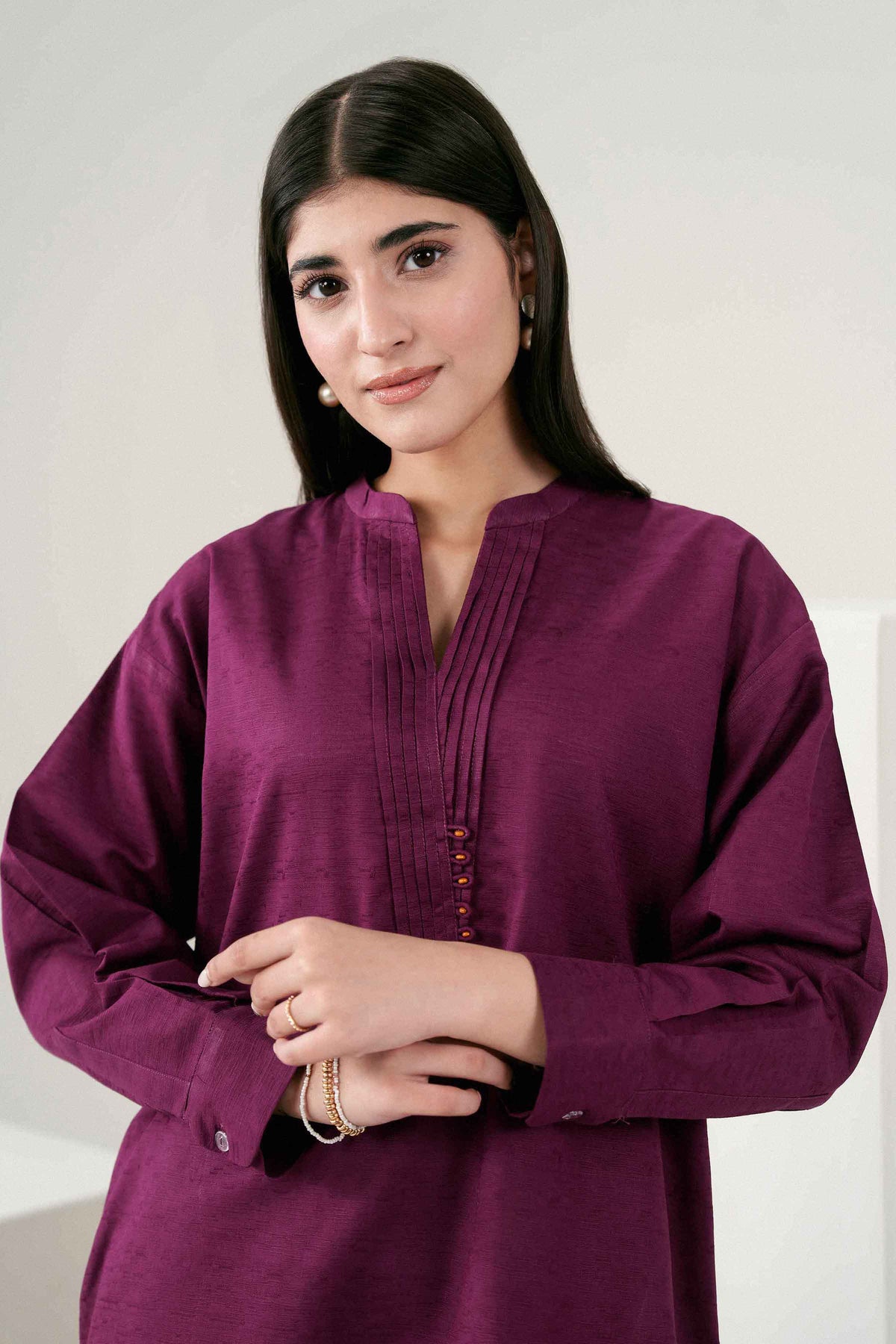 Nishat UK - Purple Solids Jacquard 2 Pieces ready to wear Dress