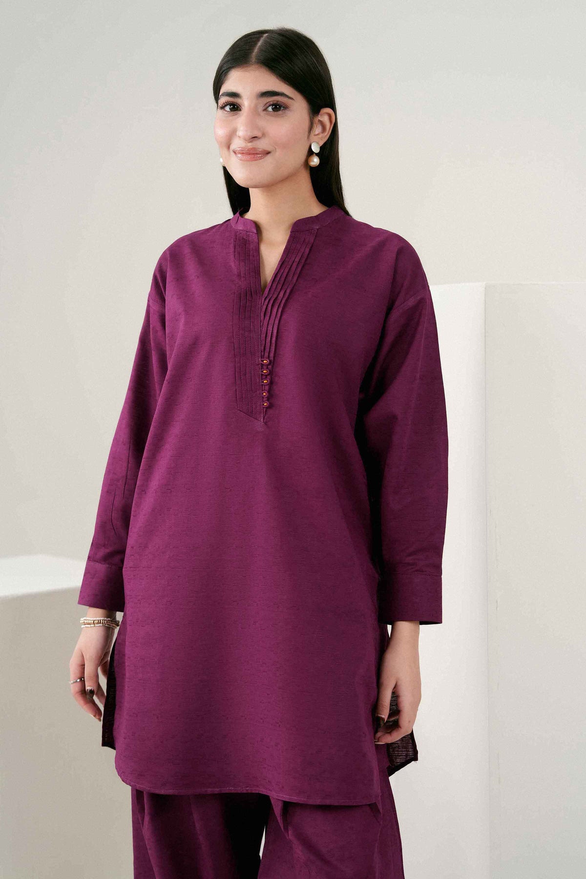 Nishat UK - Purple Solids Jacquard 2 Pieces ready to wear Dress