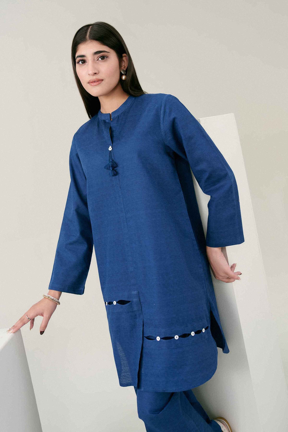 Nishat UK - Blue Solids Jacquard 2 Pieces ready to wear Dress