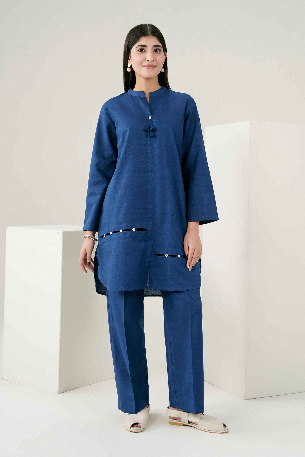 Nishat UK - Blue Solids Jacquard 2 Pieces ready to wear Dress