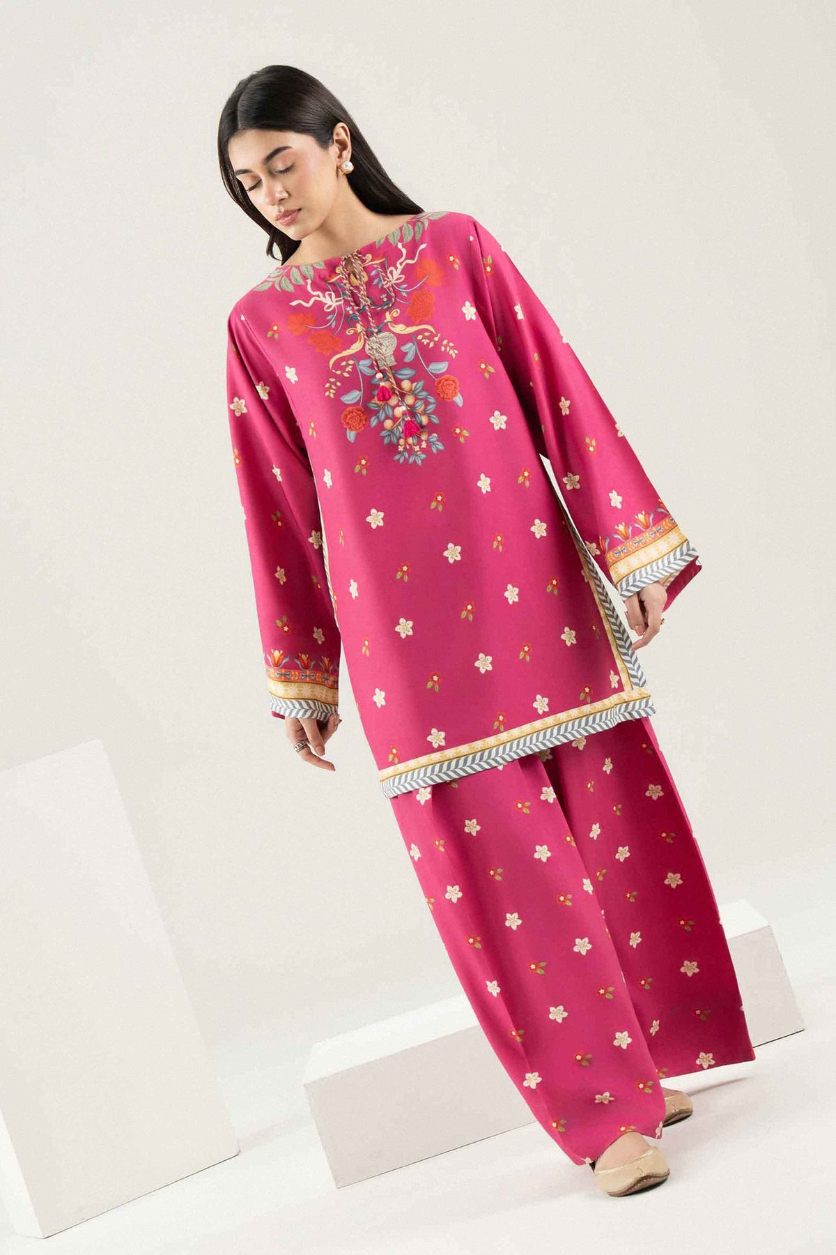 Nishat UK - Pink Printed Linen 2 Pieces ready to wear Dress