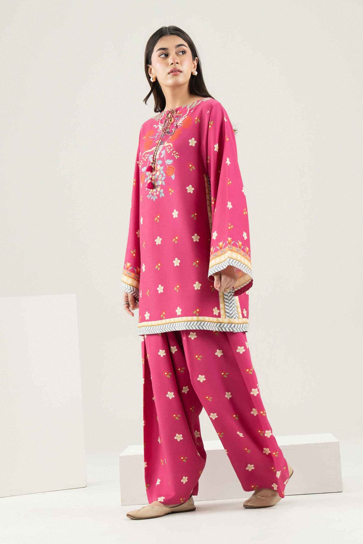 Nishat UK - Pink Printed Linen 2 Pieces ready to wear Dress