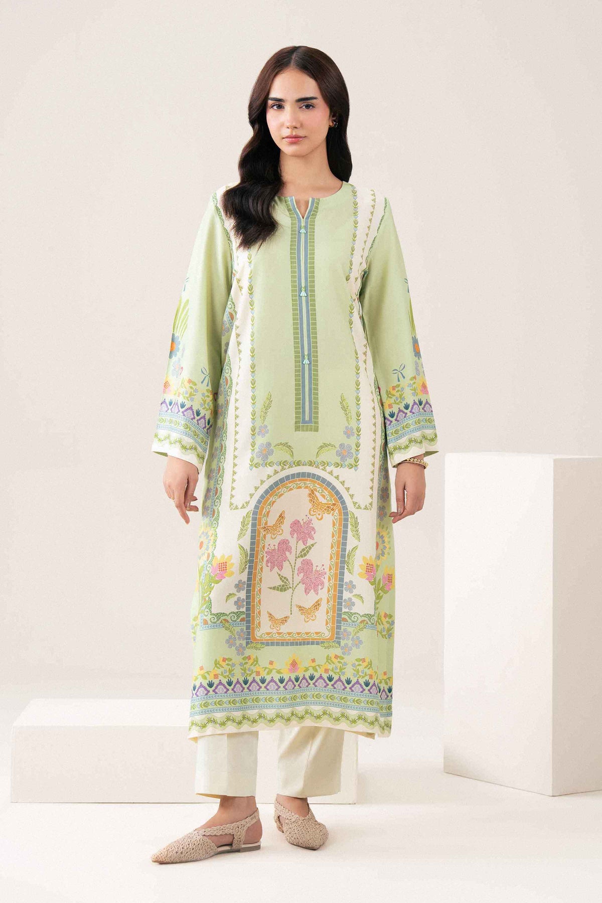 Nishat UK -  Green Printed Linen 2 Pieces ready to wear Dress