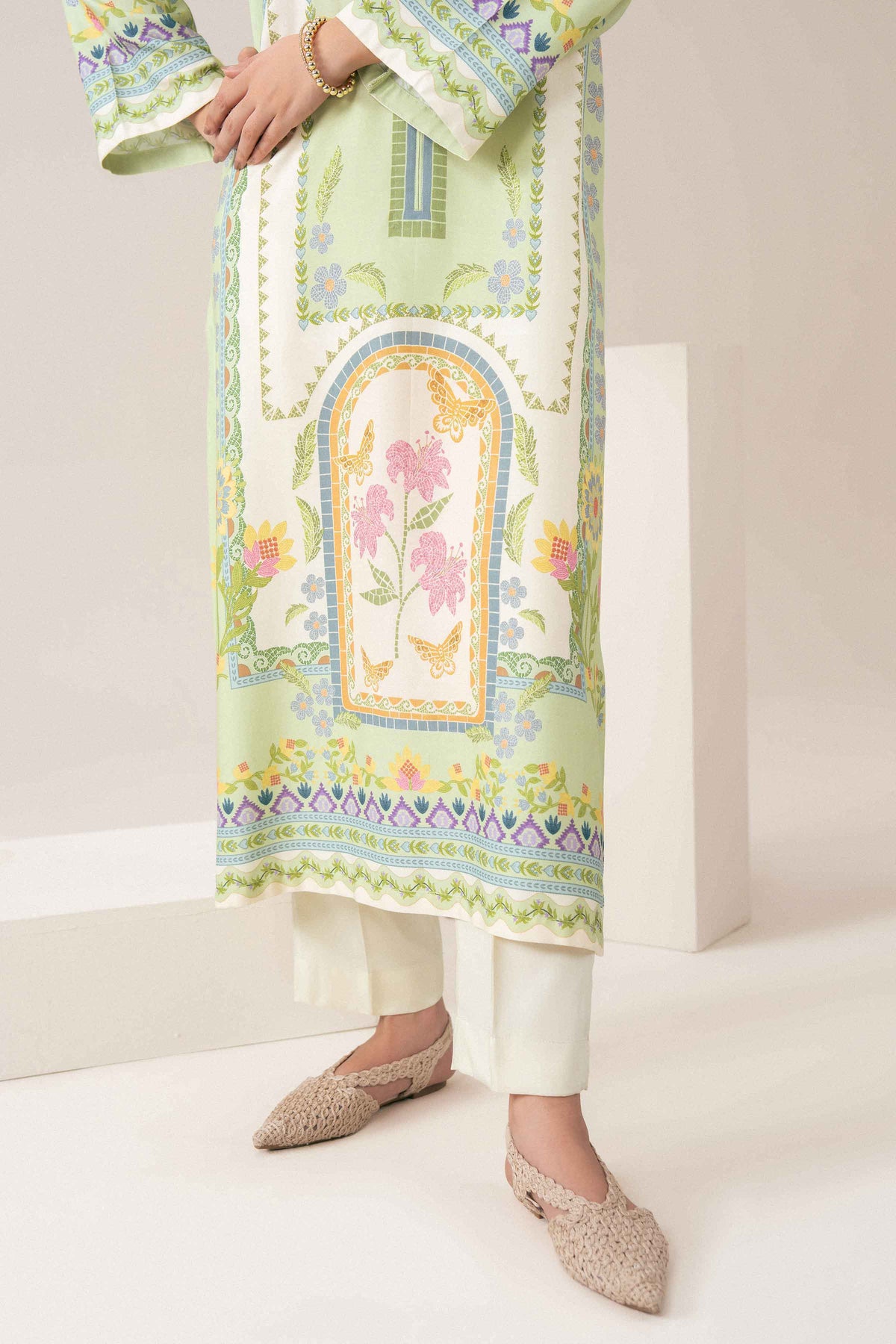 Nishat UK -  Green Printed Linen 2 Pieces ready to wear Dress