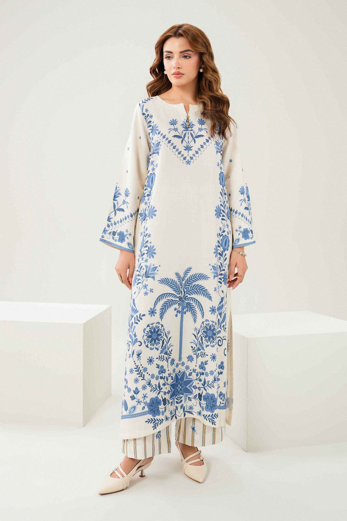Nishat UK - White Printed Linen 2 Pieces ready to wear Dress