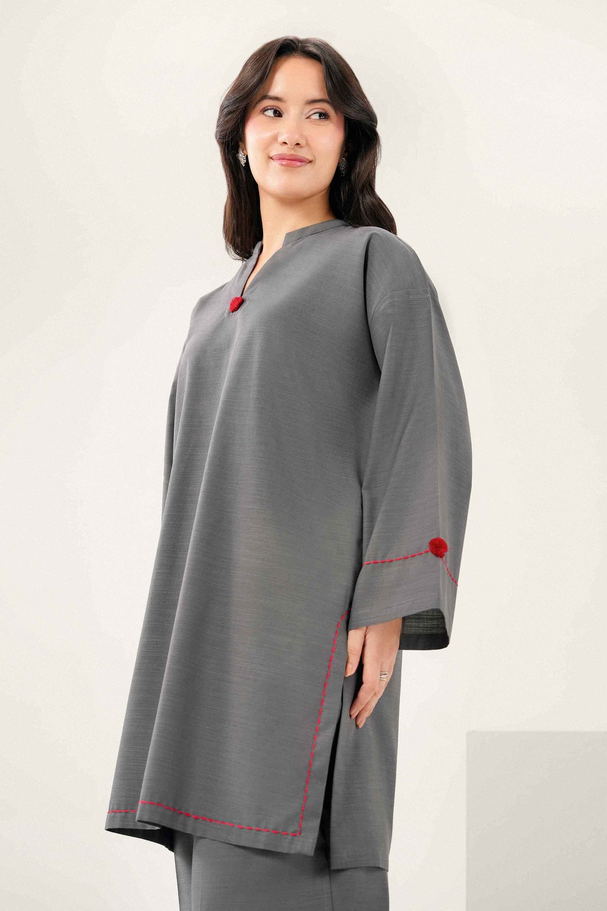Nishat UK - Grey Solids Yarn Dyed 2 Pieces ready to wear Dress