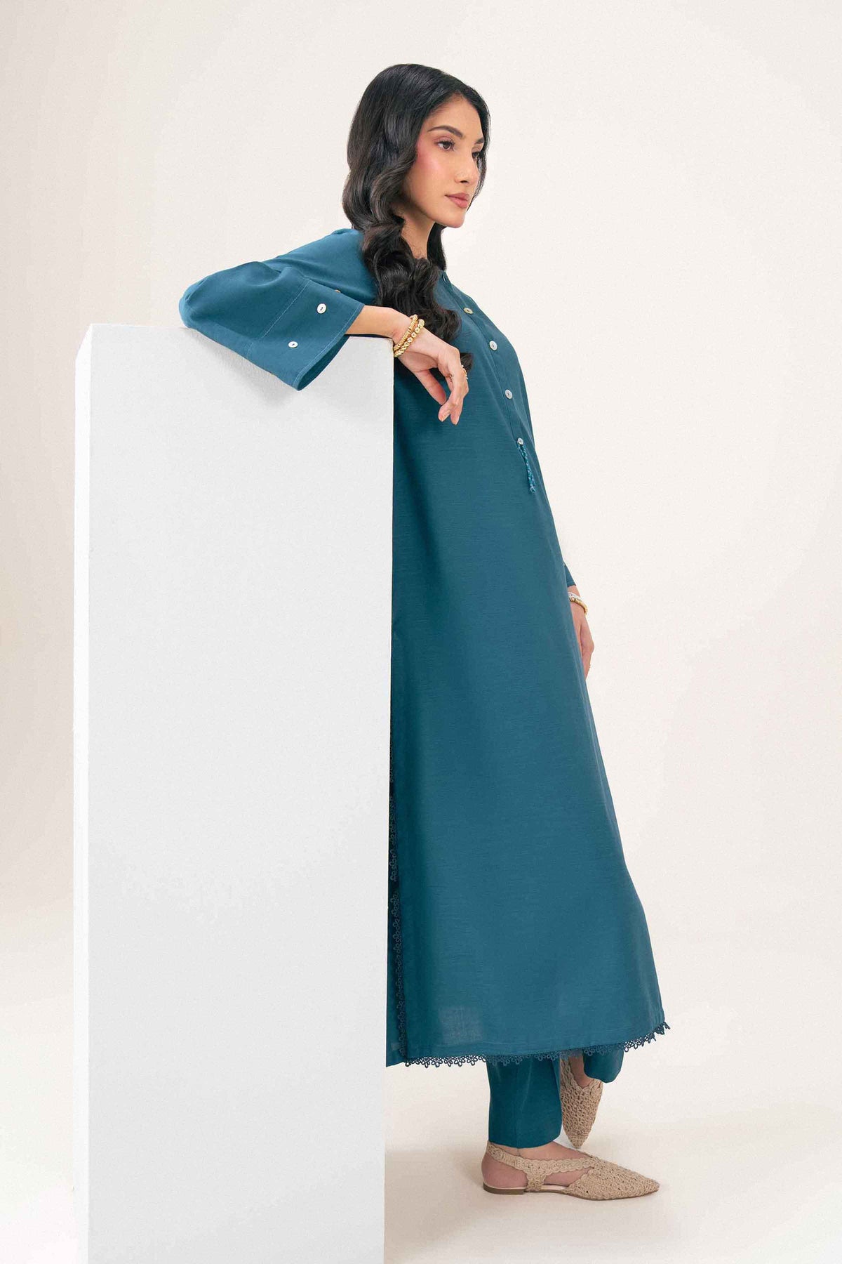 Nishat UK - Teal Solids Yarn Dyed 2 Pieces ready to wear Dress
