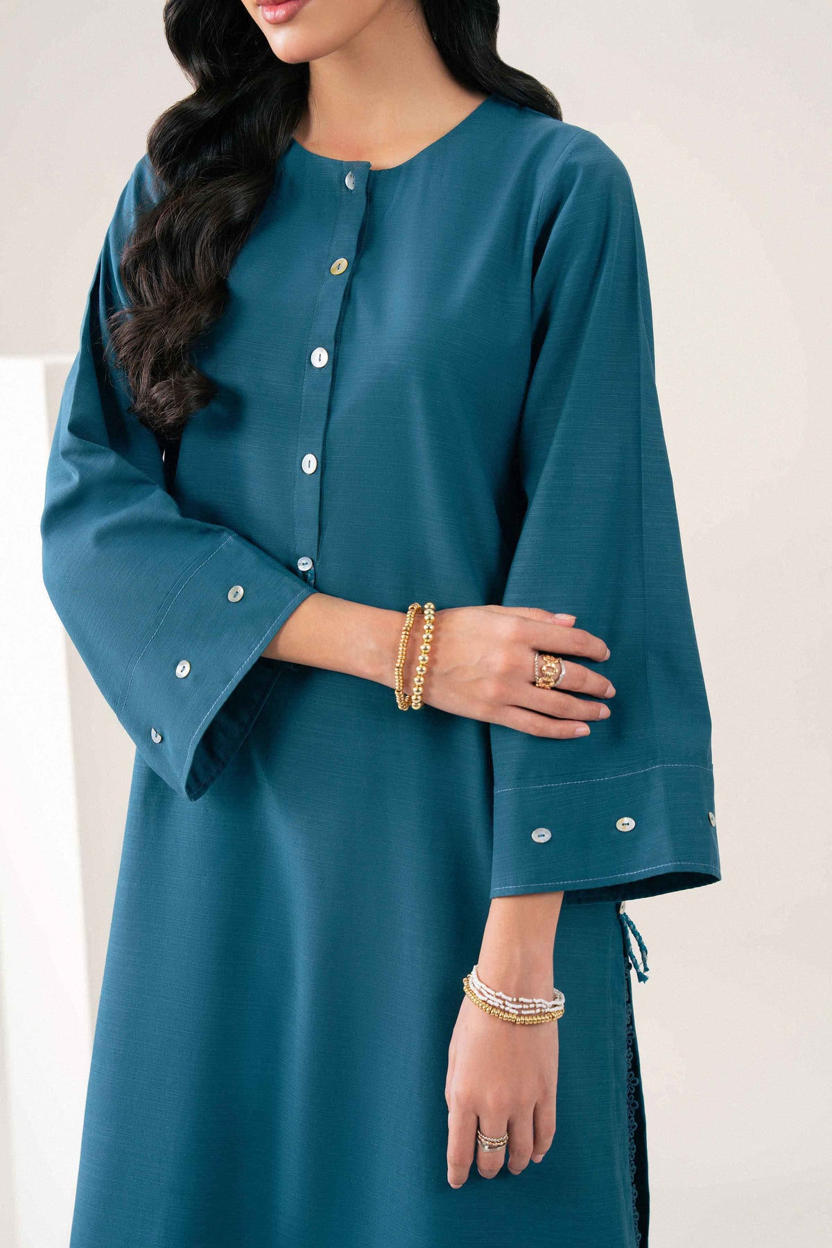Nishat UK - Teal Solids Yarn Dyed 2 Pieces ready to wear Dress
