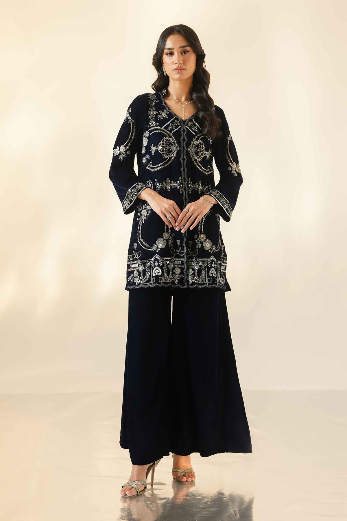 Nishat UK - Blue Embroidered Velvet 2 Pieces ready to wear Dress