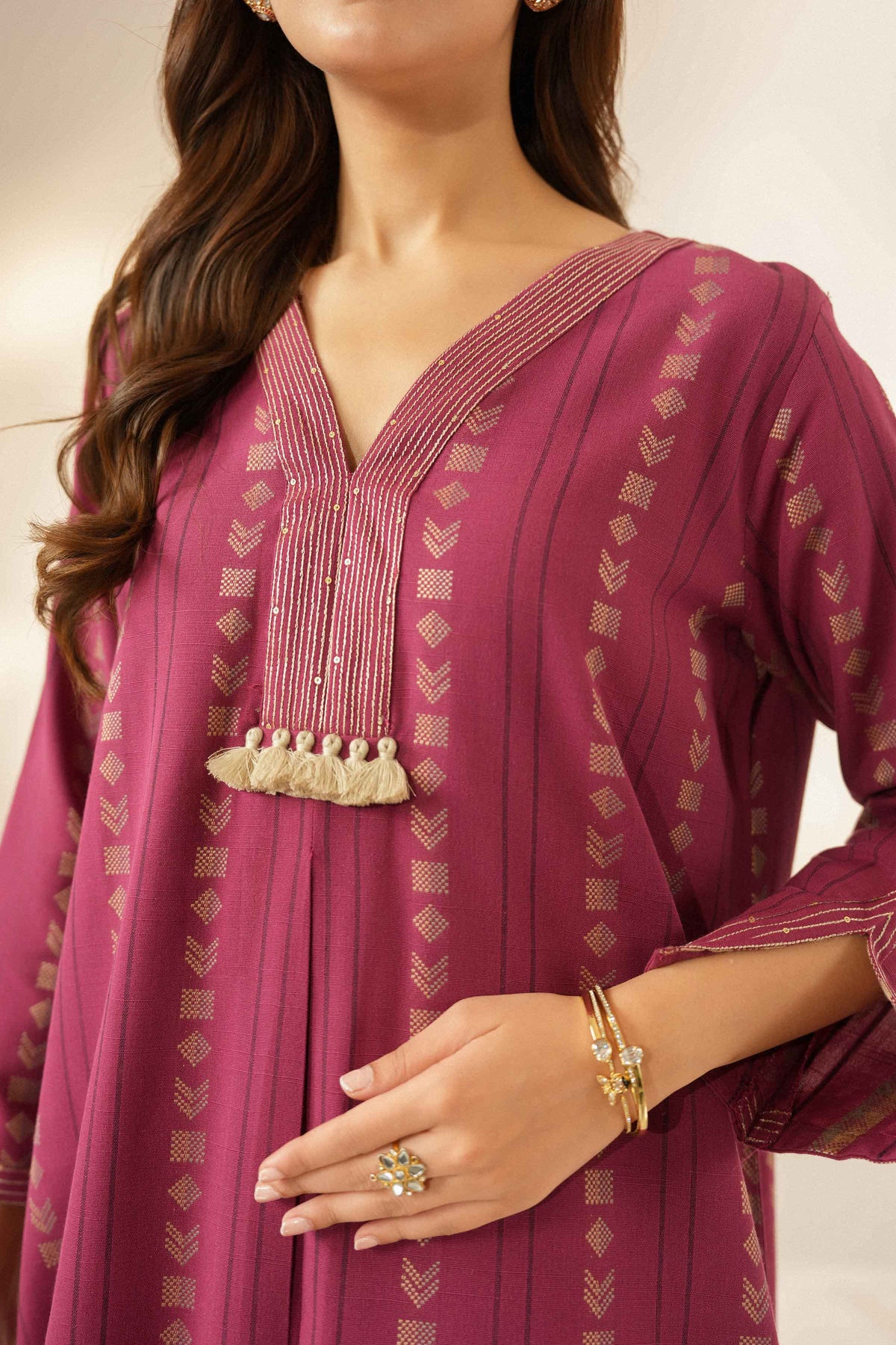Nishat UK - Purple Embroidered Cotton 2 Pieces ready to wear Dress