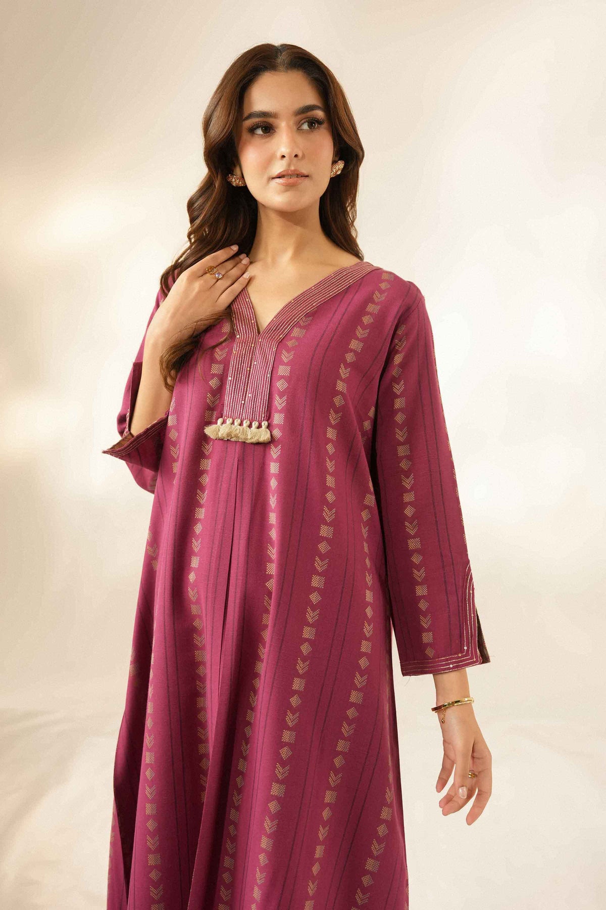 Nishat UK - Purple Embroidered Cotton 2 Pieces ready to wear Dress