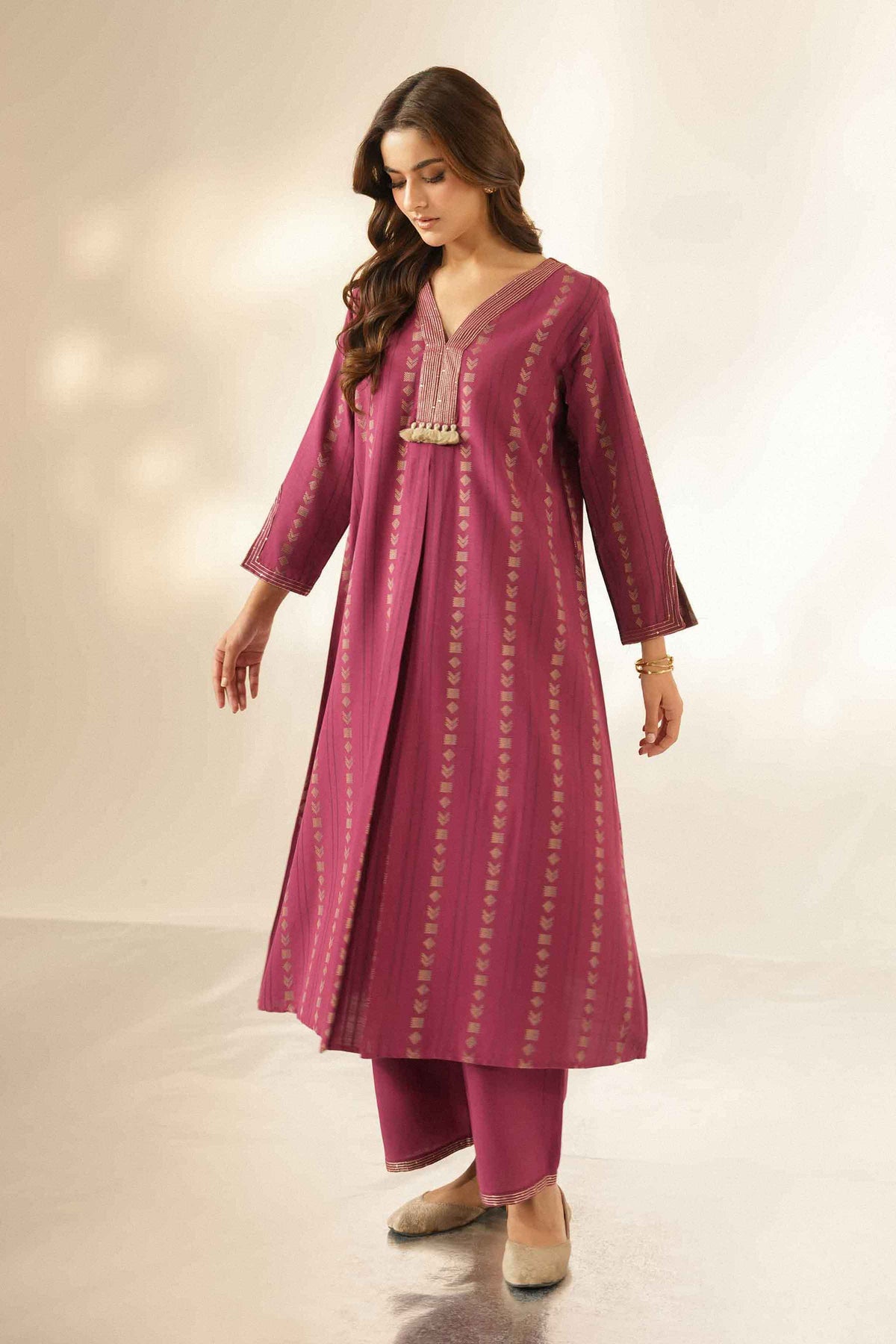 Nishat UK - Purple Embroidered Cotton 2 Pieces ready to wear Dress