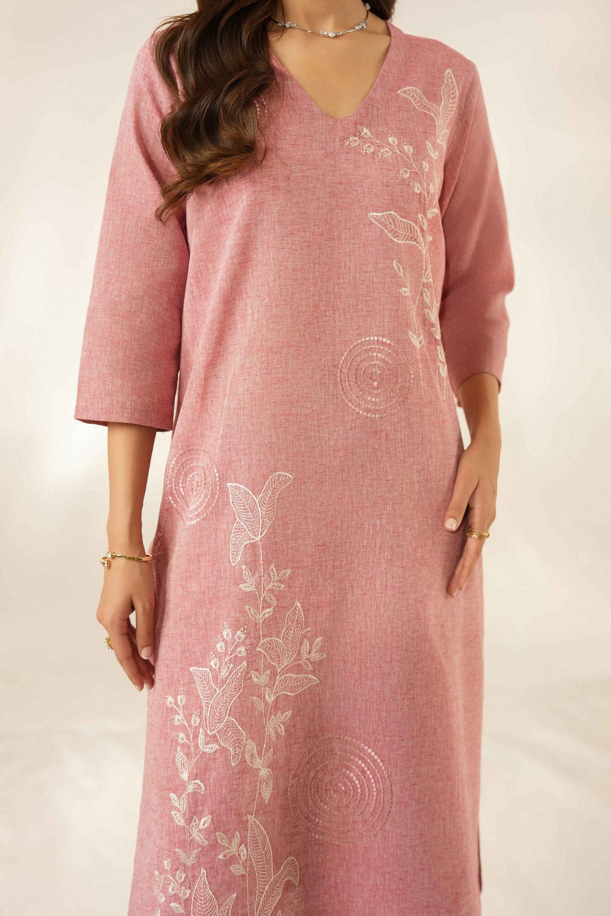 Nishat UK - Pink Embroidered Linen 2 Pieces ready to wear Dress