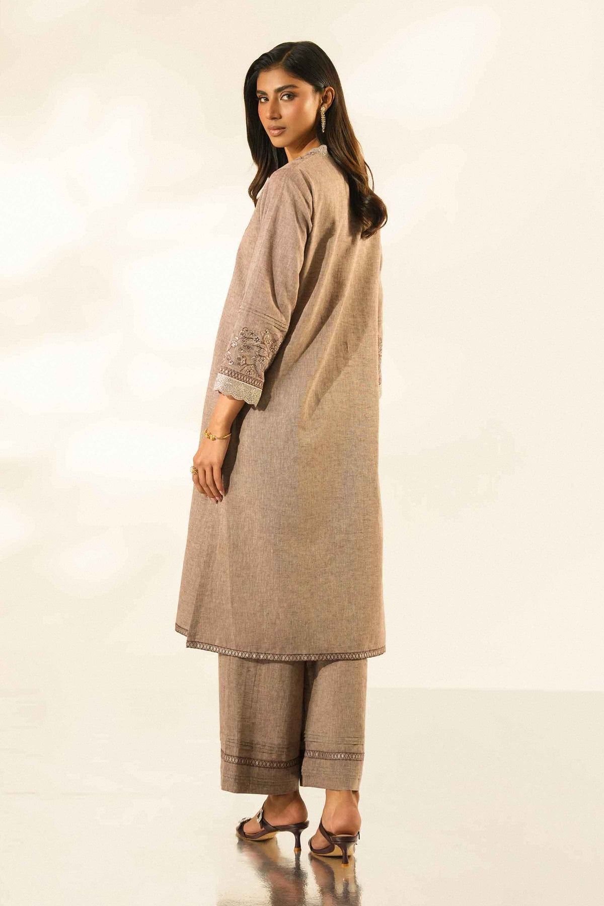 Nishat UK - Grey Embroidered Linen 2 Pieces ready to wear Dress