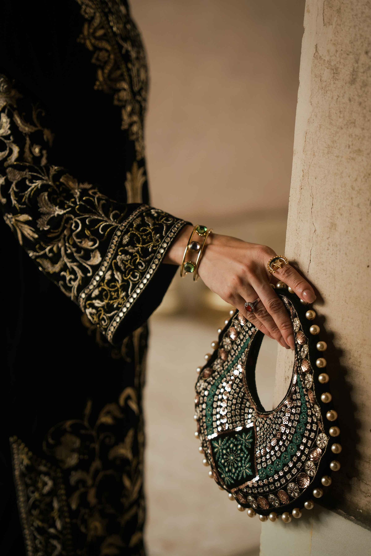 Nishat UK - Black Embroidered Velvet 2 Pieces ready to wear Dress