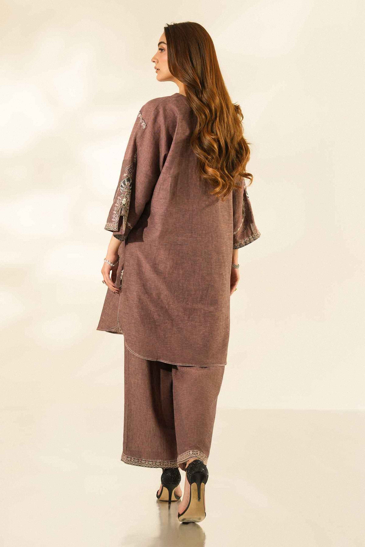 Nishat UK - Purple Embroidered Linen 2 Pieces ready to wear luxury Dress