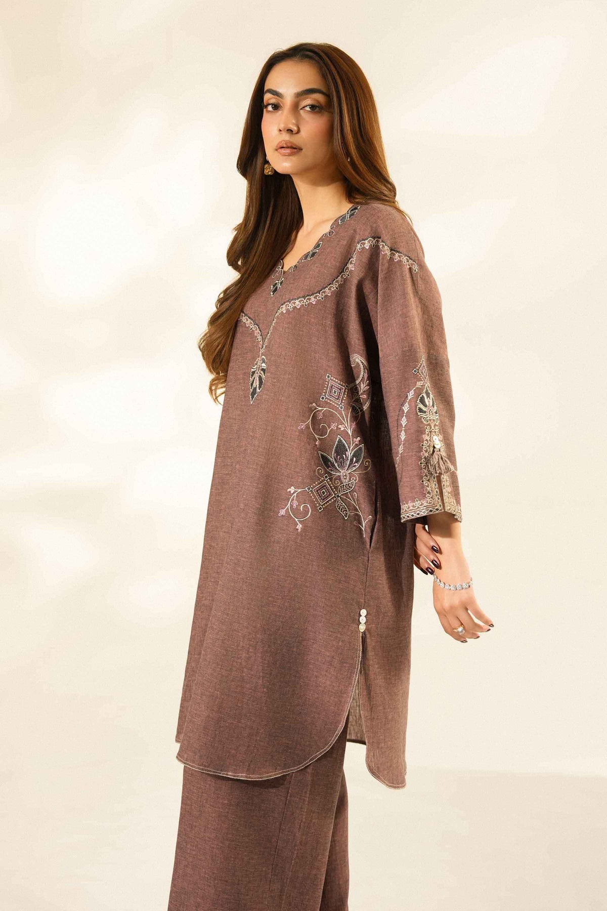 Nishat UK - Purple Embroidered Linen 2 Pieces ready to wear luxury Dress