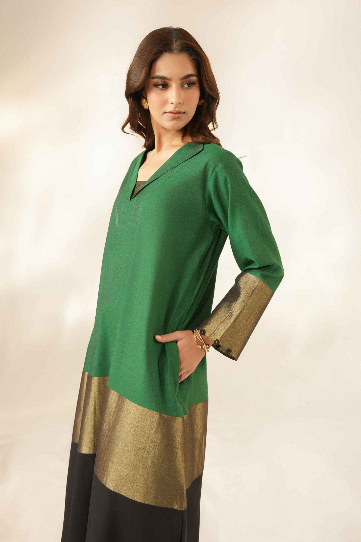 Nishat UK - Green Printed Yarn Dyed 2 Pieces ready to wear Dress