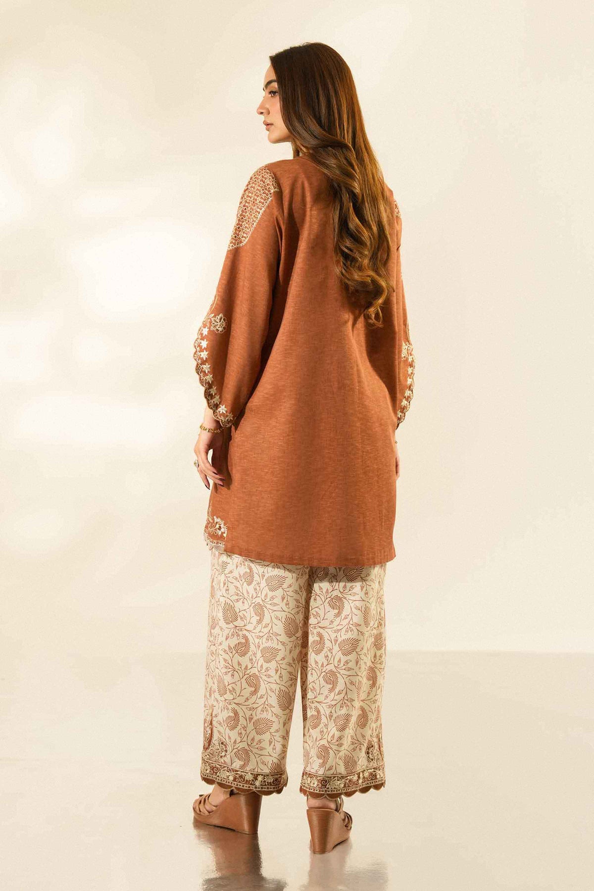 Nishat UK - Rust Embroidered Karandi 2 Pieces ready to wear luxury Dress