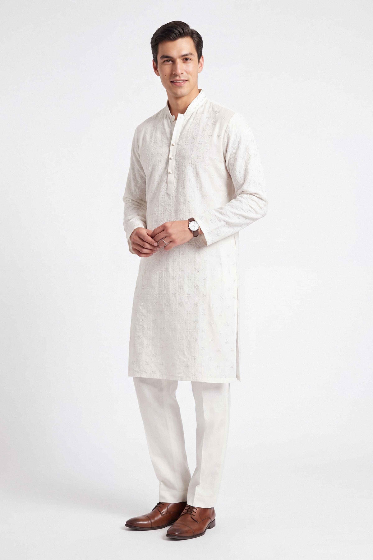 Nishat UK - Off White Embroidered Viscose Silk 2 Pieces ready to wear luxury Dress