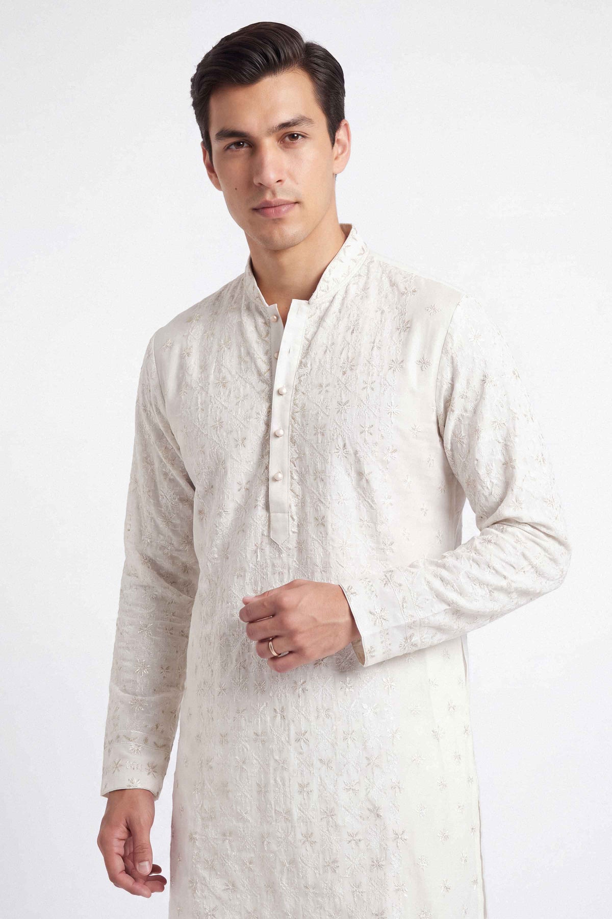 Nishat UK - Off White Embroidered Viscose Silk 2 Pieces ready to wear luxury Dress