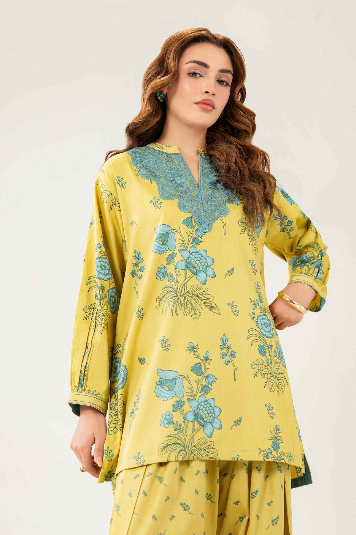 Nishat UK - Yellow Embroidered Satin 2 Pieces ready to wear 