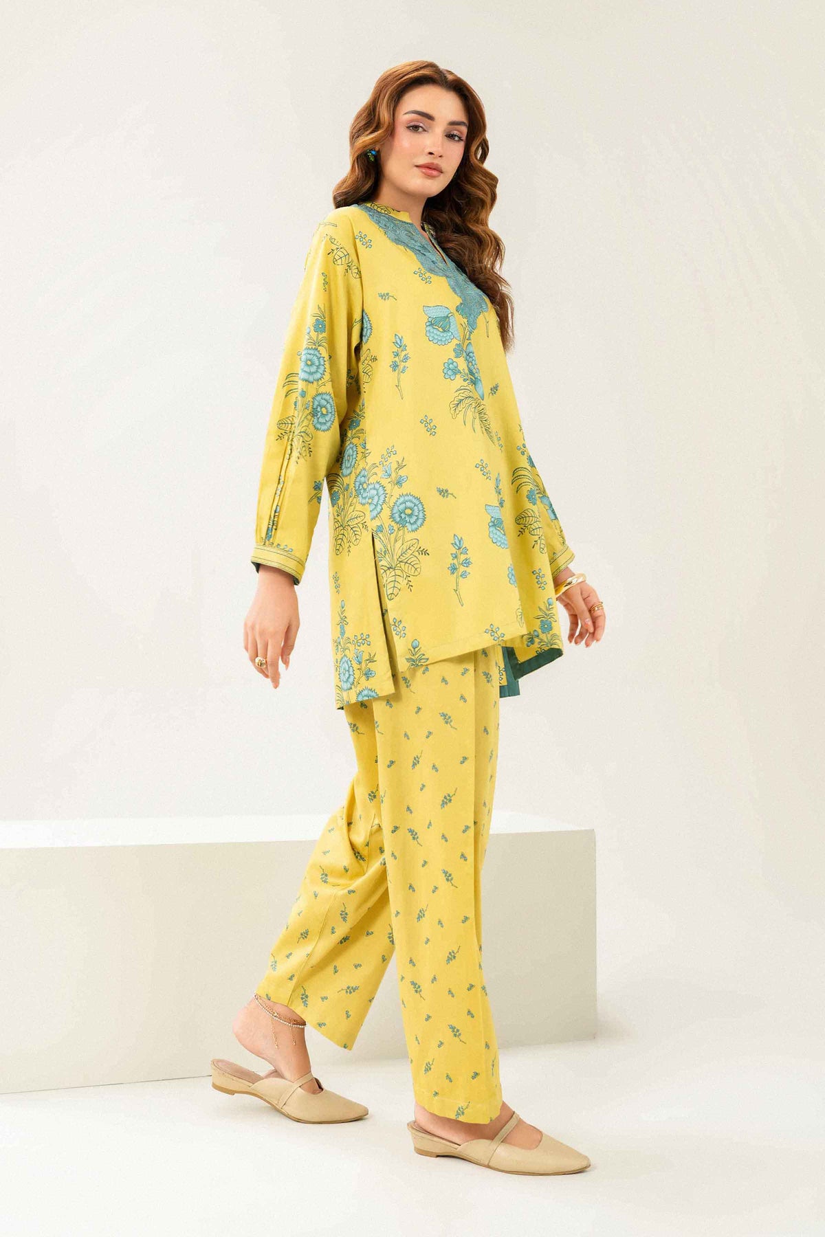 Nishat UK - Yellow Embroidered Satin 2 Pieces ready to wear 