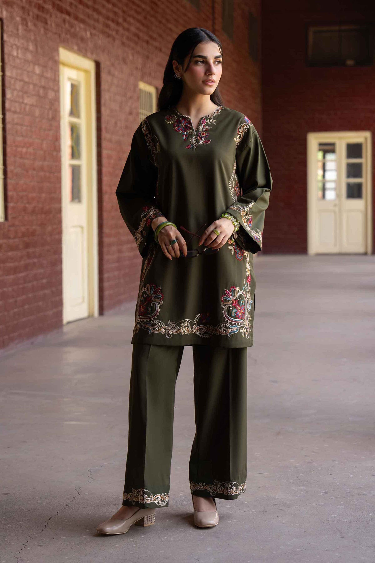 Nishat UK - Green Embroidered PV 2 Pieces ready to wear Dress
