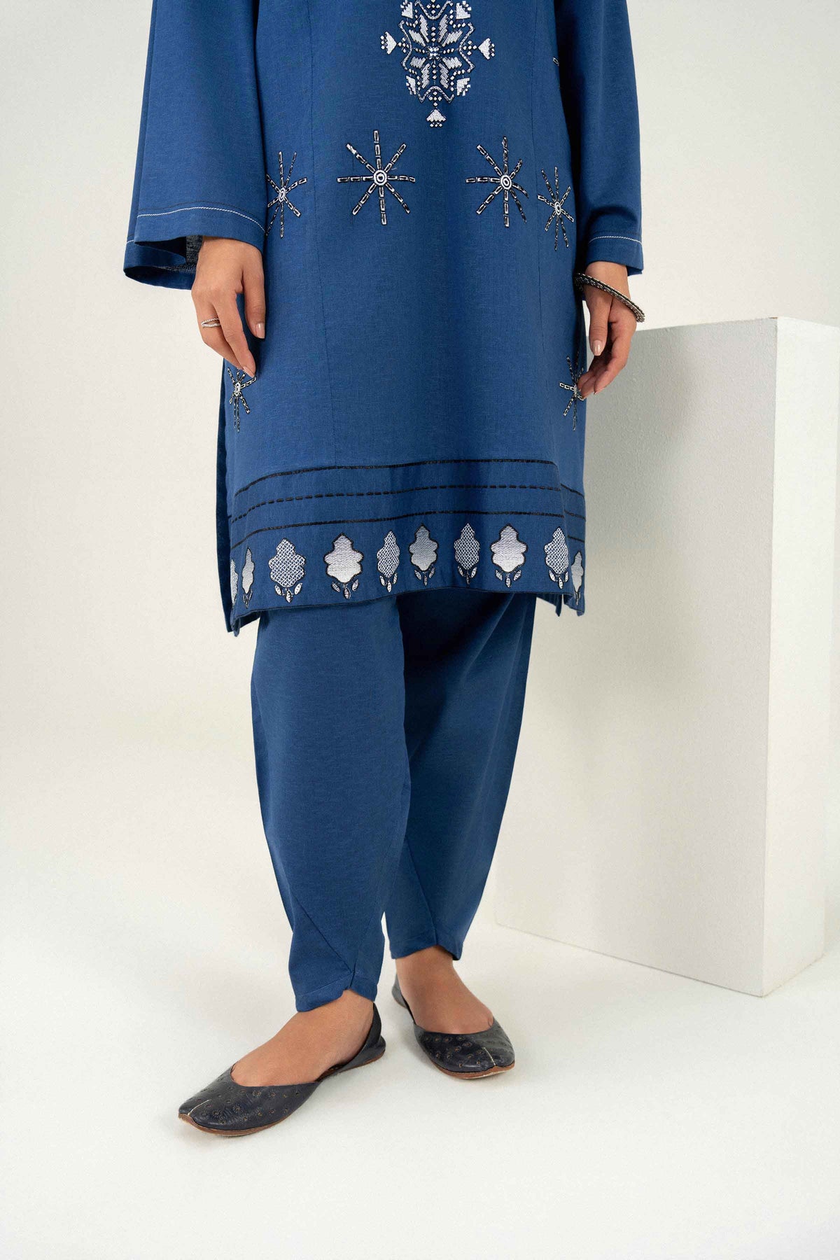 Nishat UK - Blue Embroidered Karandi 2 Pieces ready to wear Dress