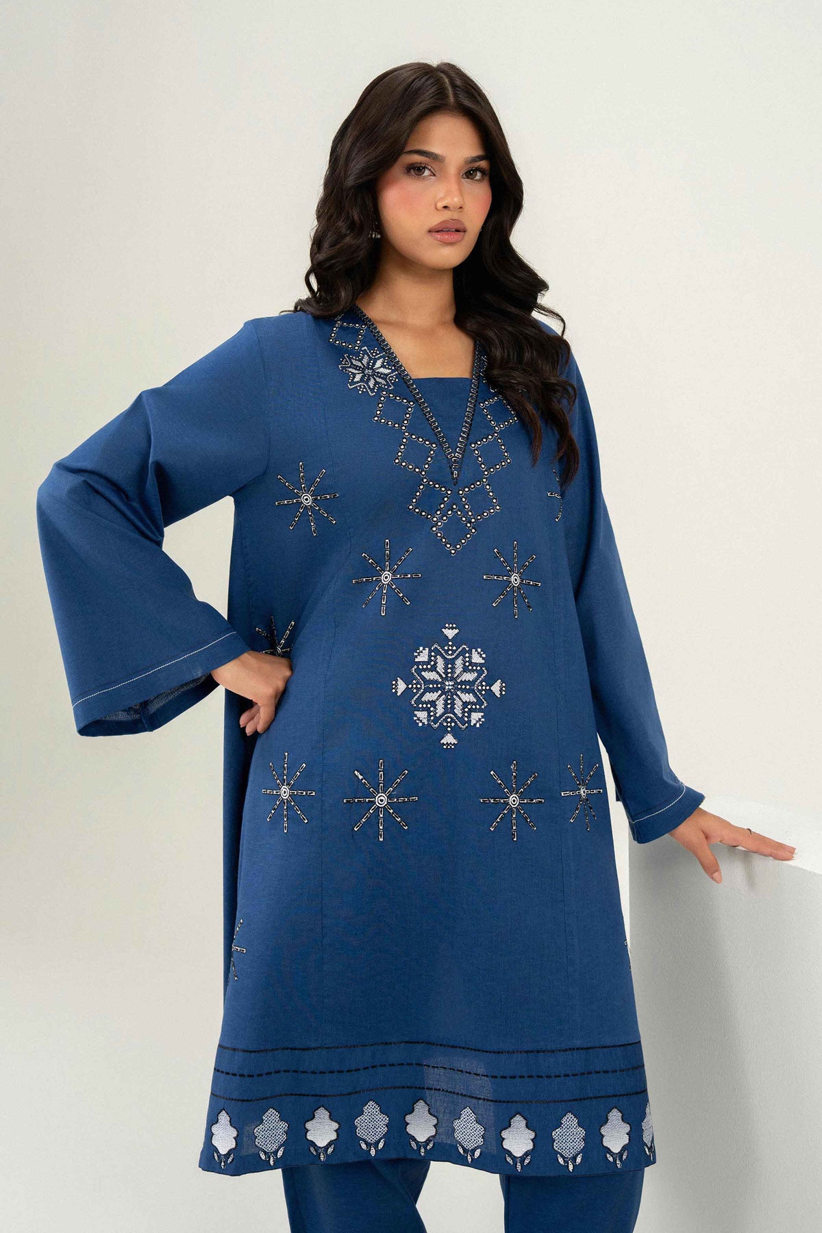 Nishat UK - Blue Embroidered Karandi 2 Pieces ready to wear Dress