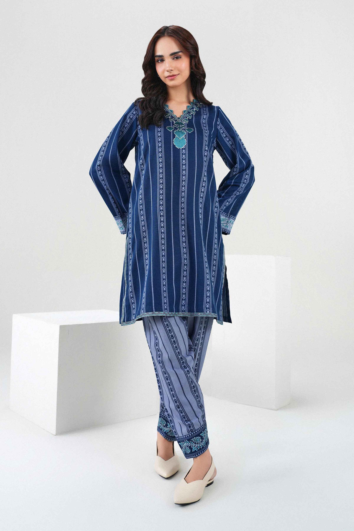 Nishat UK - Blue Embroidered Karandi 2 Pieces ready to wear Dress