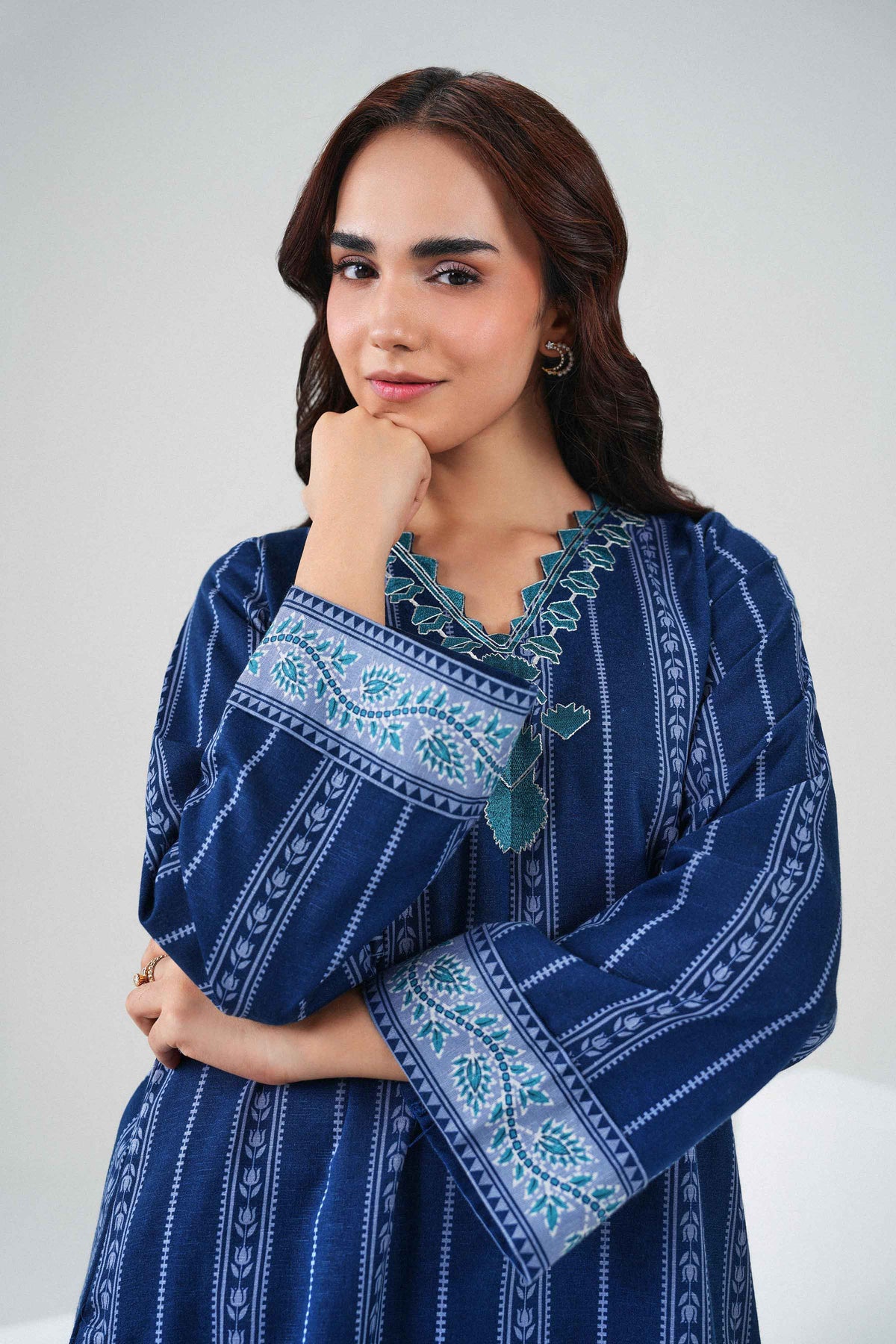 Nishat UK - Blue Embroidered Karandi 2 Pieces ready to wear Dress
