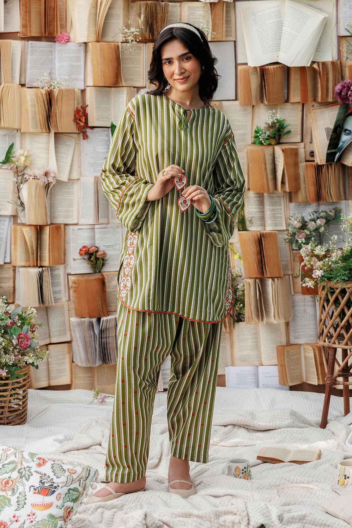 Nishat UK - Green Embroidered Karandi 2 Pieces ready to wear Dress